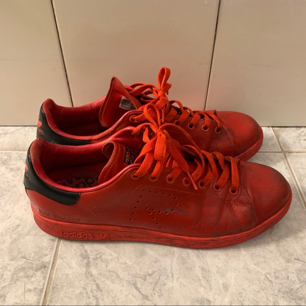 Raf Simons x Stan Smith Red Sneakers Adidas Size 10.5 - Picture 3 of 11
